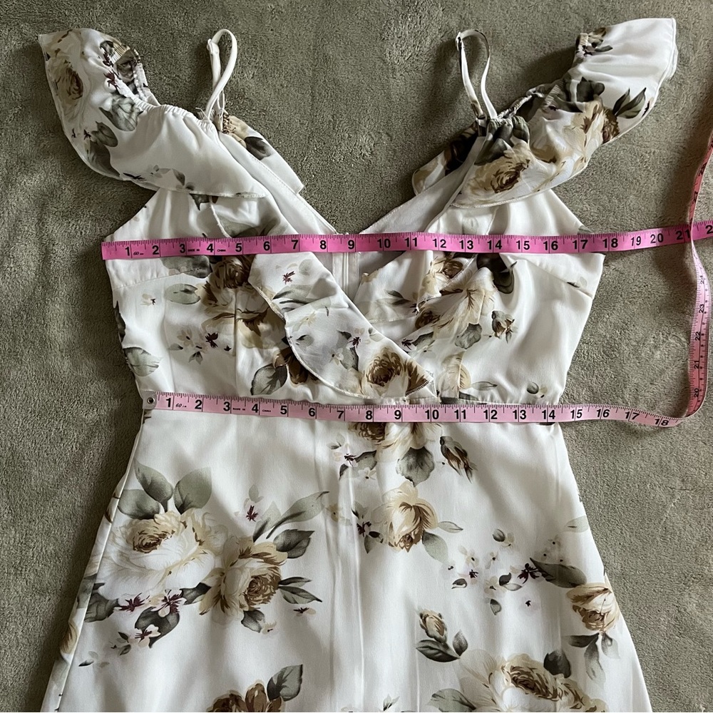 Boohoo Night Juanita cold shoulder floral frill midi skater dress - Picture 13 of 16